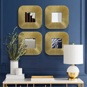 Wall Hanging Decoration Square Mirror Living Room Vintage Gold Striped Wall Mirror Wall decor pendant Bedroom Decor Accessorie 1