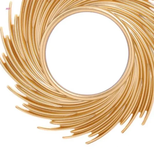 Sun Shape Decorative Mirror Room Background Wall Decorative Mirror Rattan Innovative Art Decoration Round Makeup Mirror 4