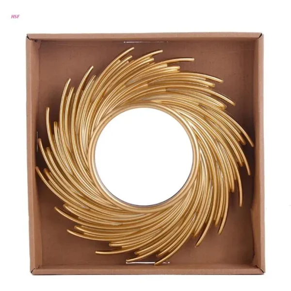 Sun Shape Decorative Mirror Room Background Wall Decorative Mirror Rattan Innovative Art Decoration Round Makeup Mirror 5