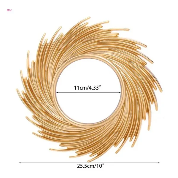 Sun Shape Decorative Mirror Room Background Wall Decorative Mirror Rattan Innovative Art Decoration Round Makeup Mirror 6