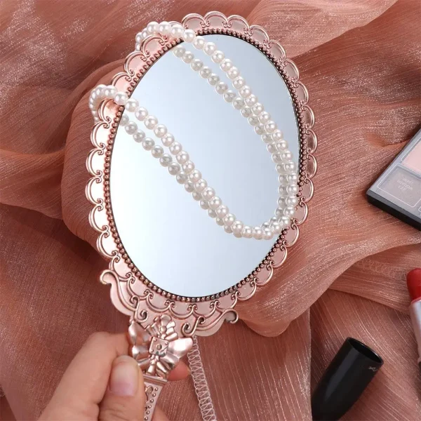 High Definition Handheld Mirror Pattern Handle Odorless Carved Small Mirror Easy to Carry Portable Dressing Mirror Desktop 1