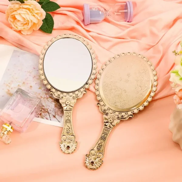 High Definition Handheld Mirror Pattern Handle Odorless Carved Small Mirror Easy to Carry Portable Dressing Mirror Desktop 4