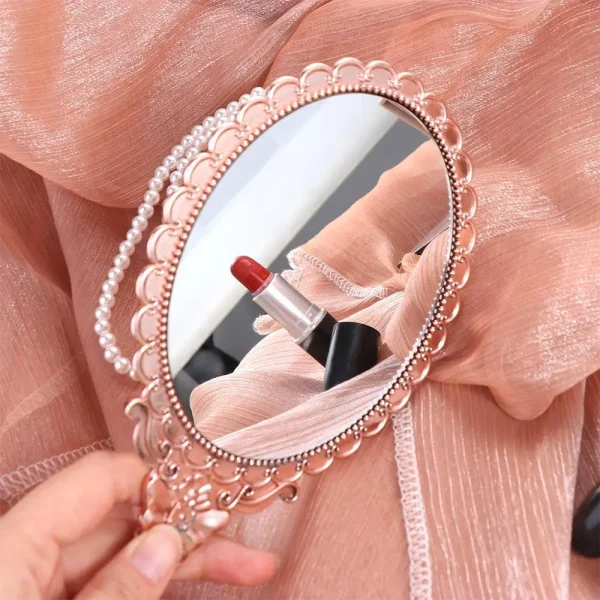 High Definition Handheld Mirror Pattern Handle Odorless Carved Small Mirror Easy to Carry Portable Dressing Mirror Desktop 5