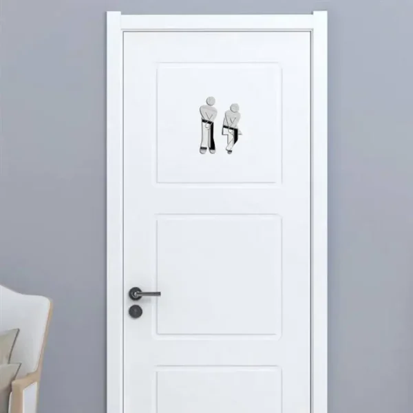 1Pcs Removable Cute Man Woman Washroom Toilet WC Wall Sticker Family DIY Decor Mirror Sticker Home Decor for Bathroom 3