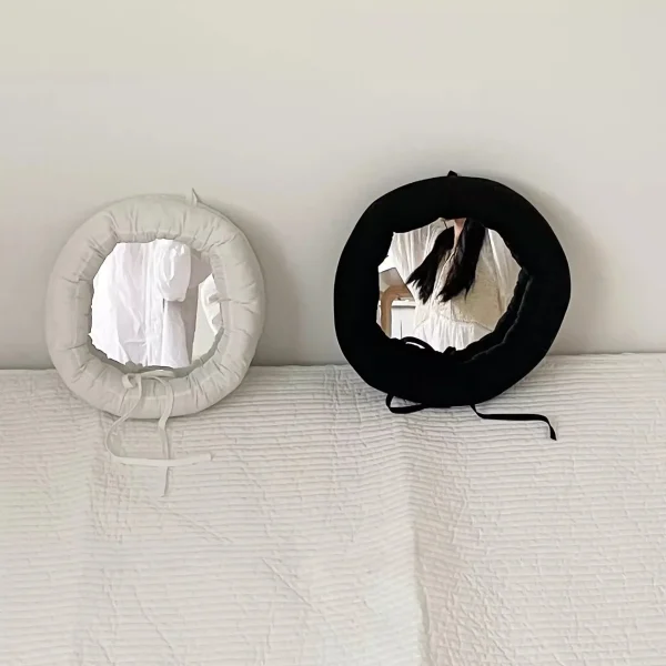 Round Cotton Makeup Mirrow Bathroom Korean Wall Hanging Mirror Home Bedroom Bathroom Irregular Makeup Mirror Decorative 1