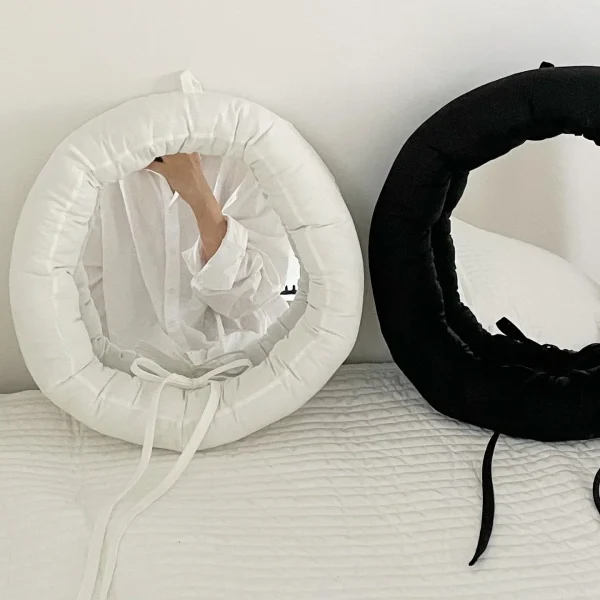 Round Cotton Makeup Mirrow Bathroom Korean Wall Hanging Mirror Home Bedroom Bathroom Irregular Makeup Mirror Decorative 2