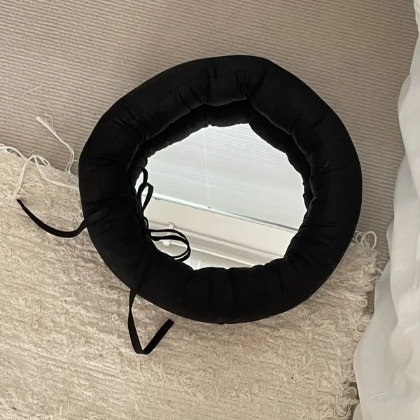 Round Cotton Makeup Mirrow Bathroom Korean Wall Hanging Mirror Home Bedroom Bathroom Irregular Makeup Mirror Decorative 5