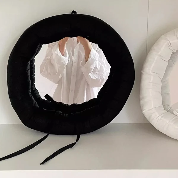 Round Cotton Makeup Mirrow Bathroom Korean Wall Hanging Mirror Home Bedroom Bathroom Irregular Makeup Mirror Decorative 6
