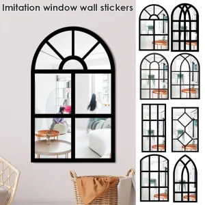 3D Imitation Window Arch Design Acrylic Mirror Wall Sticker Self-adhesive Home Living Room Background Art Wall Decor Stickers 1