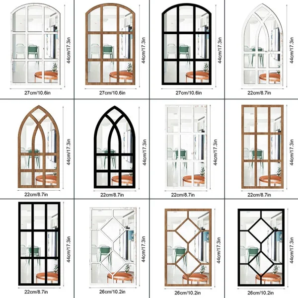 3D Imitation Window Arch Design Acrylic Mirror Wall Sticker Self-adhesive Home Living Room Background Art Wall Decor Stickers 6