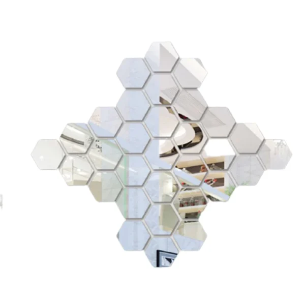 12pcs Hexagonal 3D Mirror Wall Sticker Multiple Colors Plastic Self-adhesive Mirror Stickers DIY Landscaping Decoration Product 5