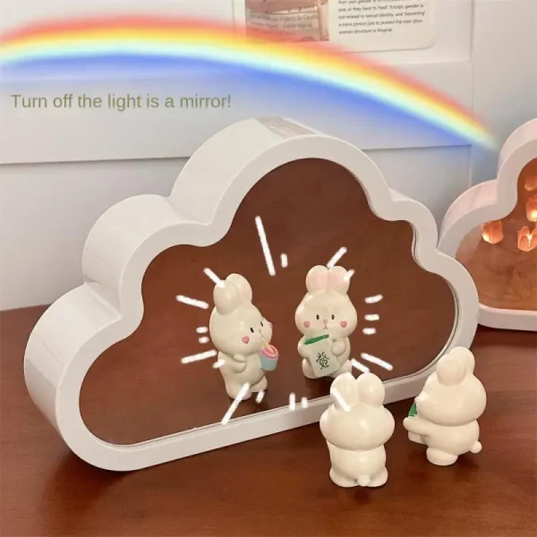 DAY Tulip Clouds Mirror Night Light Birthday Gift Valentine's Day Holiday Gift Mirror Night Light 2-in-1 Decorative Lamps 2