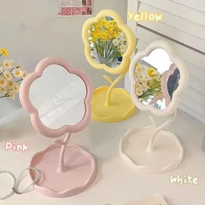 Desktop Makeup Mirror Sunflower Shaped Portable Girl Home Dressing Mirrors Detachable Rotatable Hanging Jewelry Makeup Mirror 1