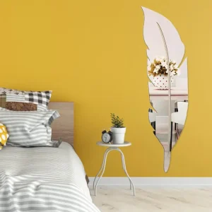 Large Feather Plume 3D Mirror Wall Sticker For Living Room Art Home Decor Vinyl Decal DIY Acrylic Sticker Mural Wallpaper 1