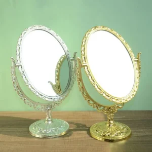 Double-sided Rotation Makeup Mirror 360 Degree Rotation High Definition Desktop Makeup Mirror With Frame Vintage Cosmetic Mirror 1