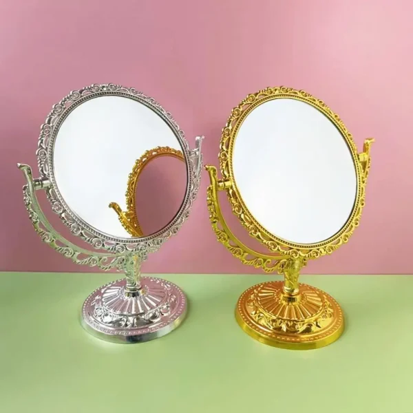 Double-sided Rotation Makeup Mirror 360 Degree Rotation High Definition Desktop Makeup Mirror With Frame Vintage Cosmetic Mirror 3