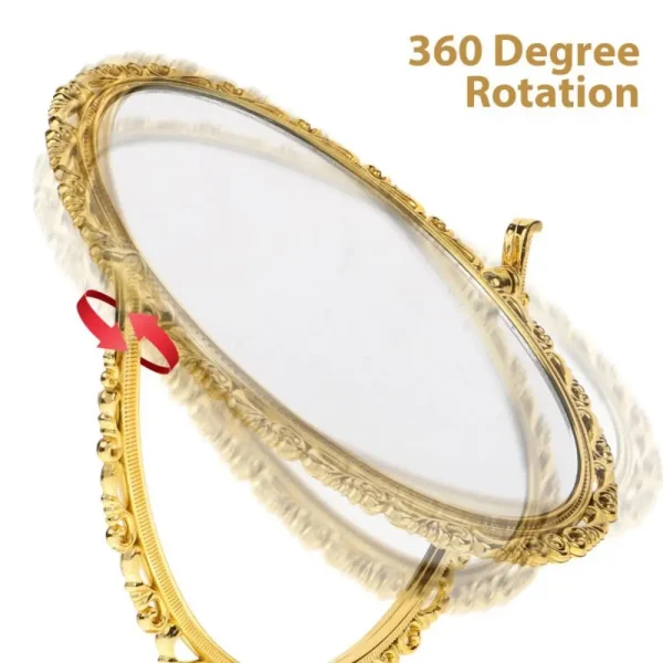 Double-sided Rotation Makeup Mirror 360 Degree Rotation High Definition Desktop Makeup Mirror With Frame Vintage Cosmetic Mirror 4
