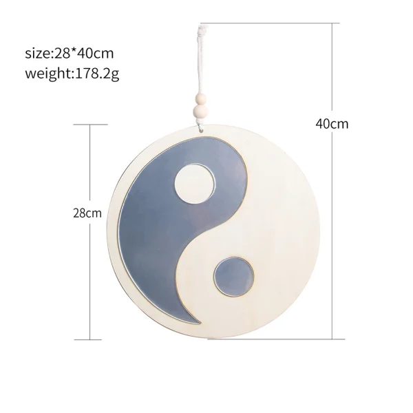 Wooden Mirror Home Decor Boho Wall Mirrors for Living Room Bedroom Tai Chi Yin Yang Wood Mirrors Room House Feng Shui Decoration 6