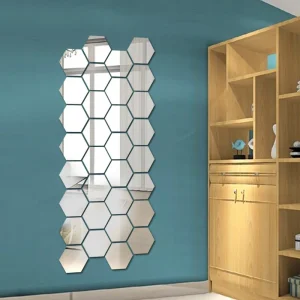 12Pcs 3D Mirror Wall Sticker DIY Hexagon Shape wall sticker Removable Living-Room Decal Art Ornaments For Home adesivo de parede 1