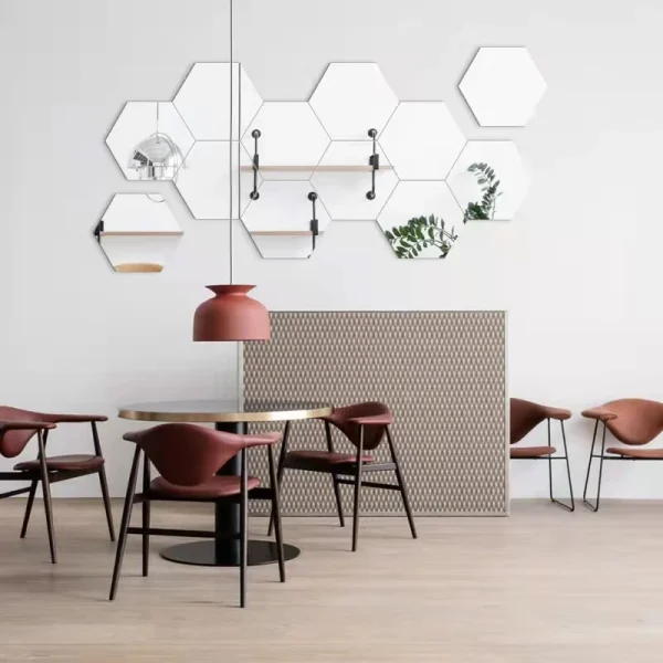 12Pcs 3D Mirror Wall Sticker DIY Hexagon Shape wall sticker Removable Living-Room Decal Art Ornaments For Home adesivo de parede 3