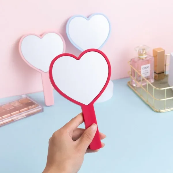 Eyelash Extension Heart-Shaped Handheld Mirrors Travel Portable Makeup Mirrors with Handle Square Cosmetic Mirror Salon Supplies 3
