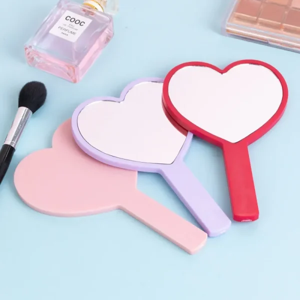 Eyelash Extension Heart-Shaped Handheld Mirrors Travel Portable Makeup Mirrors with Handle Square Cosmetic Mirror Salon Supplies 4