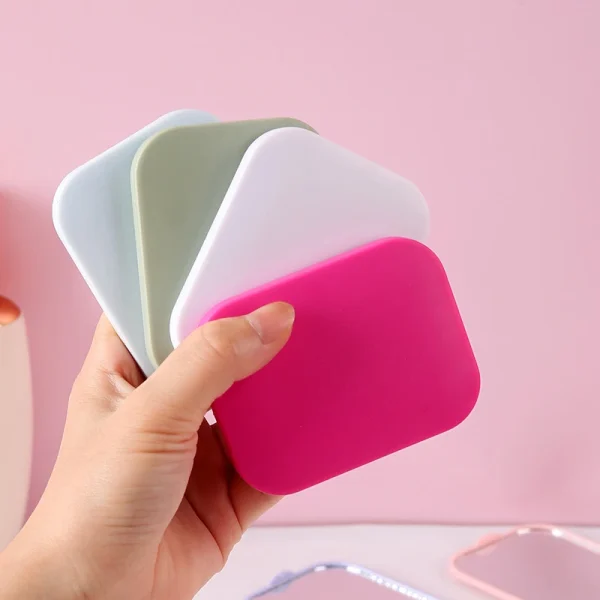 Solid Color Small Mirror Comb Set  Fashion Portable Folding Makeup Mirror With Comb For Girl Gift Makeup Tools Vanity Miror 3