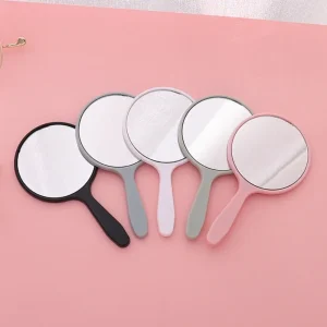 Creative Small Round Handheld Mirror With Handle Anti-fall Makeup Mirror Hand Compact Mirror for Women Home Decor 1