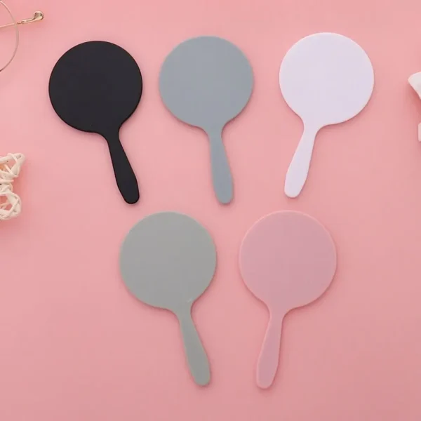 Creative Small Round Handheld Mirror With Handle Anti-fall Makeup Mirror Hand Compact Mirror for Women Home Decor 5