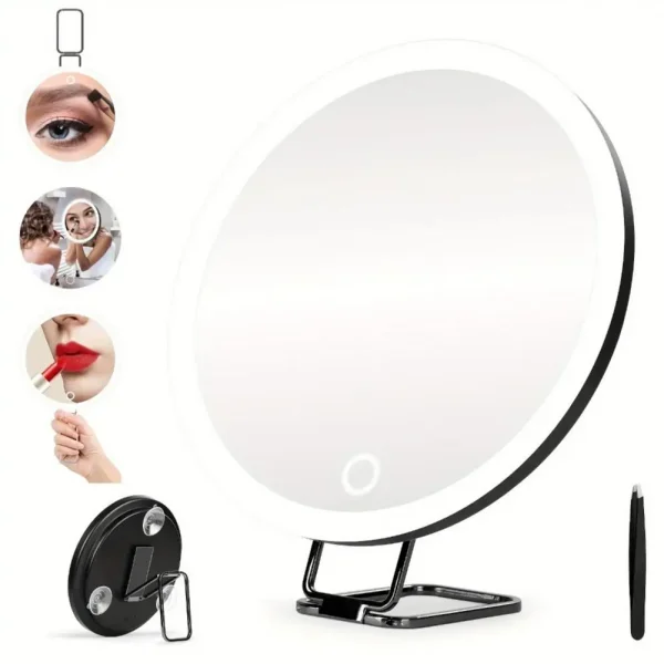 10/20/30X Magnifying Mirror With LED Light Tweezers 360 Degrees Rotary Wall Hanging Desktop Magnified Makeup Vanity Mirror Home 1