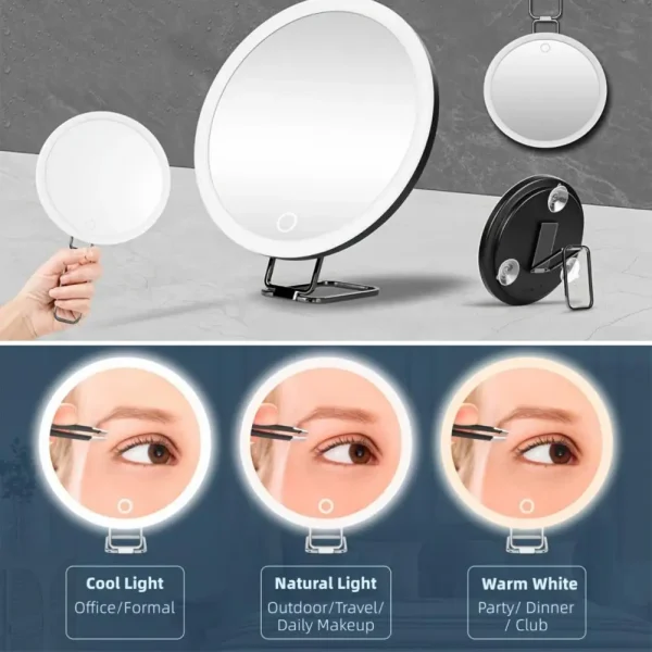 10/20/30X Magnifying Mirror With LED Light Tweezers 360 Degrees Rotary Wall Hanging Desktop Magnified Makeup Vanity Mirror Home 3