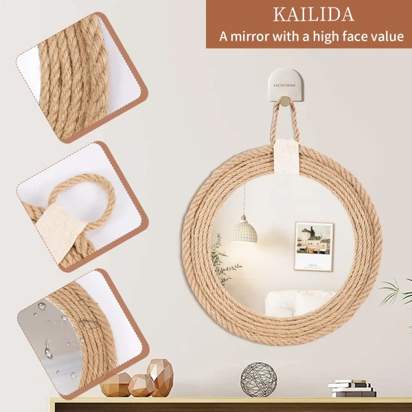 Nordic hand-woven decorative hanging mirror creative hanging wall sofa porch homestay style background wall decor makeup mirror 2