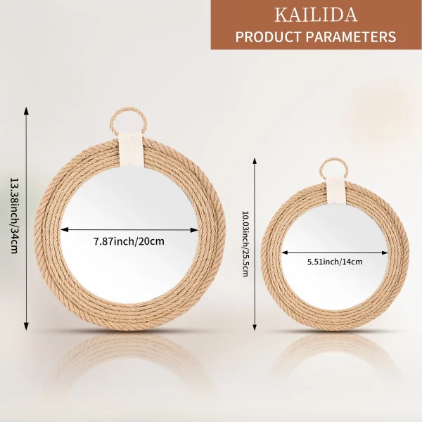 Nordic hand-woven decorative hanging mirror creative hanging wall sofa porch homestay style background wall decor makeup mirror 6