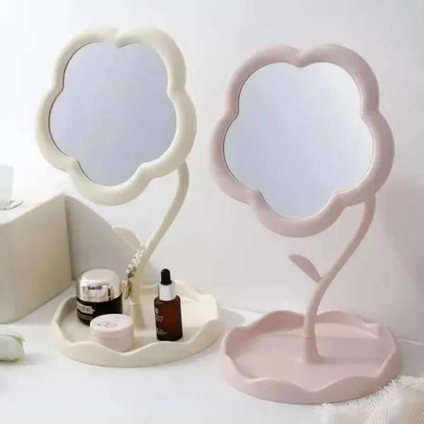 Desktop Makeup Mirror Dormitory Bedroom Rotating Make Up Mirror Sunflower Shaped Looking Glass Home Decoration Dressing Glass 4