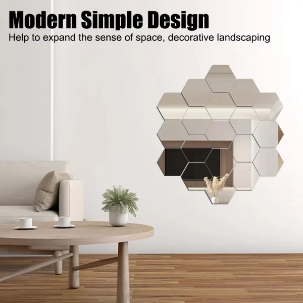 12/24Pcs 3D DIY Removable Hexagon Mirror Wall Stickers Self Adhesive Aesthetic Mosaic Tiles Decals Mirror Home Decoration 1