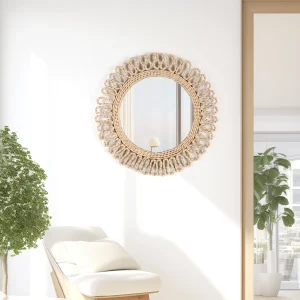 Bohemian circular wall woven decorative Mirror Homestay style wall hanging decoration hotel living room bedroom pendant 1