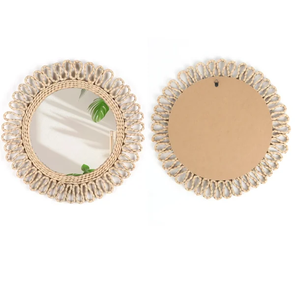 Bohemian circular wall woven decorative Mirror Homestay style wall hanging decoration hotel living room bedroom pendant 3