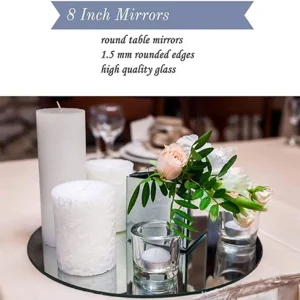 B0KC Round Acrylic Mirror Tray 8inch Circle Mirror Plate Decor Accessory for Wedding Baby Shower Birthday Centerpieces 1