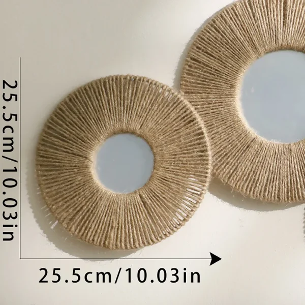Round Decorative Wall Mirrors Farmhouse Circle Mirror with Hemp Rope Boho Mirrors for Bedroom, Bathroom, Living Room Decor Gift 6