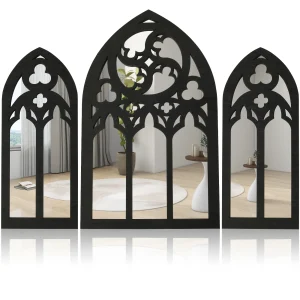 3pcs Wall Decor Mirror Arched Window Gothic Wall Mirror Cathedral Arched Mirror Decor for Hallow Easter Bathrm Home Decor Mirror 1
