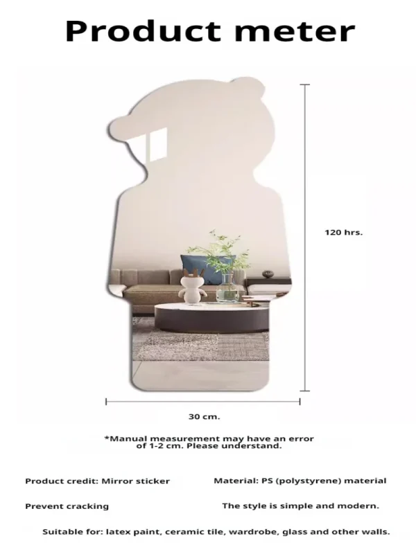 Household Acrylic 3D Mirror Wall Stickers Self-adhesive Punch-free Full-length Mirror Flexible DIY Art Living Room Decoration 6