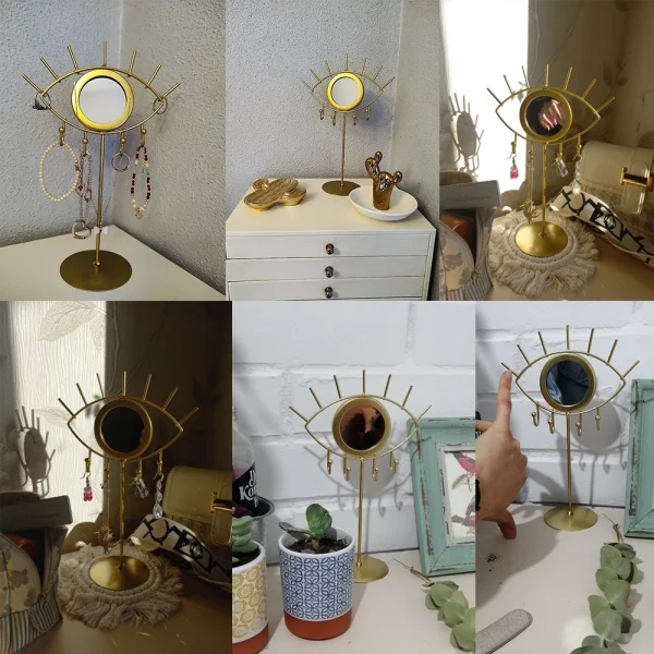 Gold Eye Table Mirror  Makeup Mirrors Boho Home Decor Living Room Decoration Bedroom Cosmetic Dressing Tabletop Mirror Evil Eye 6