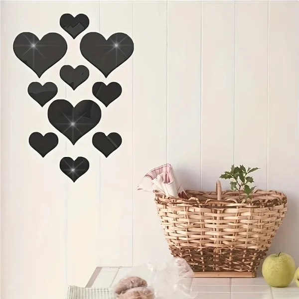10PCS Mural Decal 3D Mirror Wall Sticker Love Heart Removable Stickers Livingroom Decoration Wall 5