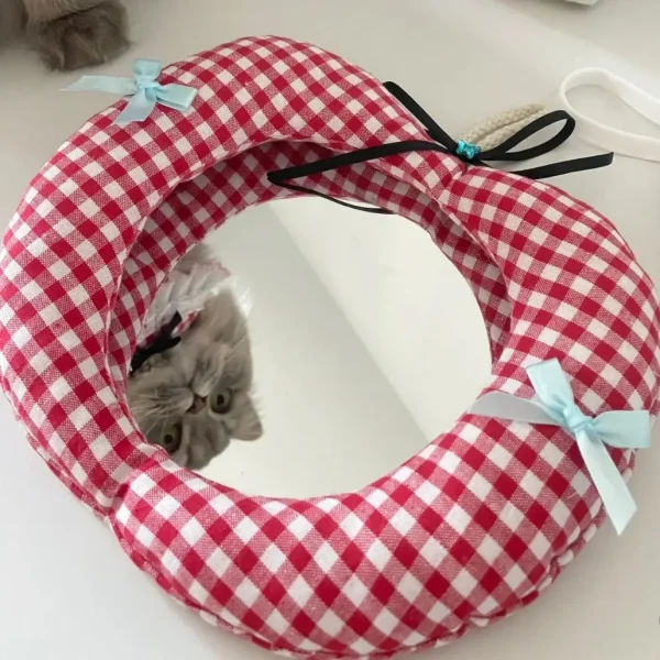 High-value Cotton-filled Fabric Mirror Hang Cute Apple Anti-drop and Anti-gray Home Decoration Makeup Mirror 6