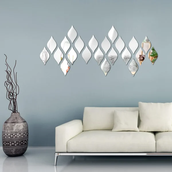 6/10/12Pcs Water Droplet Shape Acrylic Mirror Wall Stickers mounted Self-adhesive Mirror Household Bathroom Makeup Decorative 2