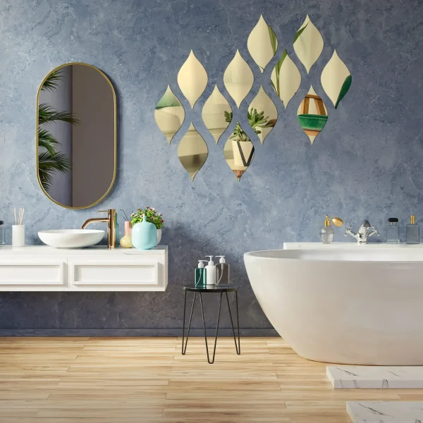 6/10/12Pcs Water Droplet Shape Acrylic Mirror Wall Stickers mounted Self-adhesive Mirror Household Bathroom Makeup Decorative 3