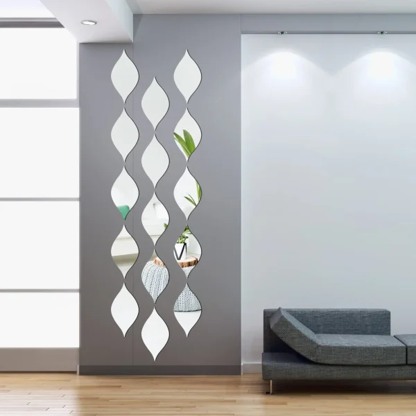 6/10/12Pcs Water Droplet Shape Acrylic Mirror Wall Stickers mounted Self-adhesive Mirror Household Bathroom Makeup Decorative 4