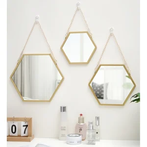 Hexagon Shape Decorative Mirror Wall Decor Makeup Hanging Mirror Bathroom Cosmetic Mirror Bedroom Room Wall Decoration 1