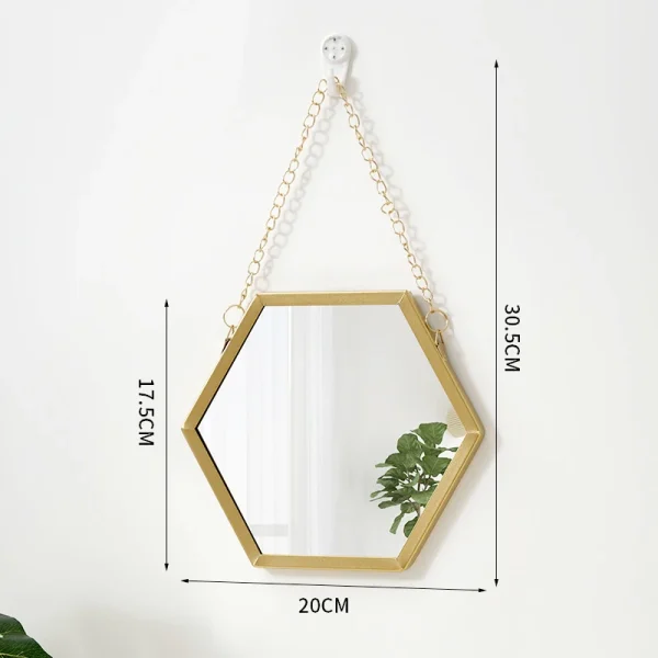 Hexagon Shape Decorative Mirror Wall Decor Makeup Hanging Mirror Bathroom Cosmetic Mirror Bedroom Room Wall Decoration 3