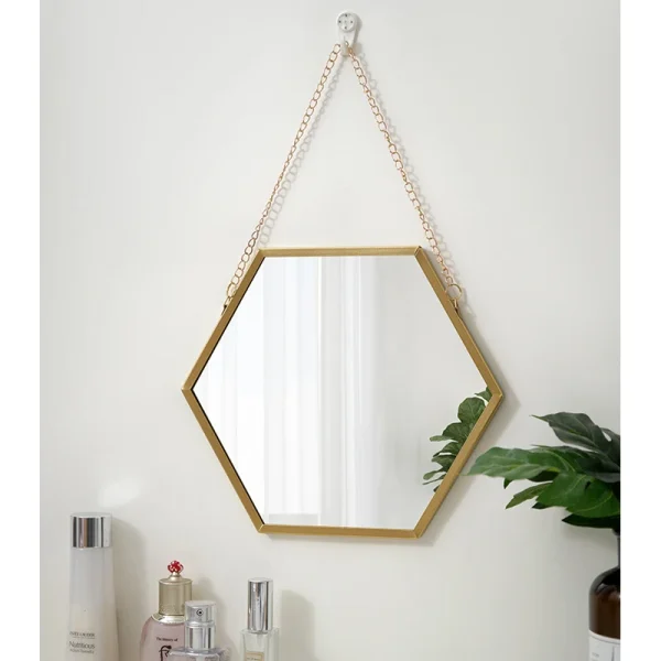 Hexagon Shape Decorative Mirror Wall Decor Makeup Hanging Mirror Bathroom Cosmetic Mirror Bedroom Room Wall Decoration 4